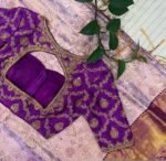 Purple Silk Saree Blouse: Hand Embroidered Zardosi Maggam