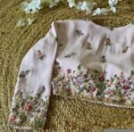 Light Pink Zardosi Blouse: Georgette Silk Embroidered Saree Top