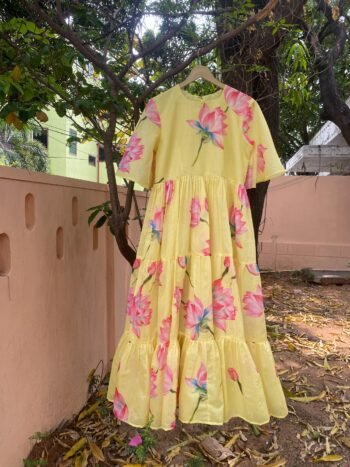 Yellow Anarkali suit usa/anarkali kurta elbow sleeve/yellow floral anarkali/ floral maxi dress anarkali/Indian dresses/floral maxi dress
