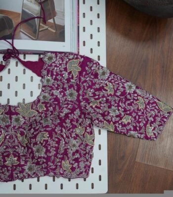 pure silk hand embroidery bridal blouse/maggam blouse/pink bridal work blouse/pink hand embroidered blouse/heavy embroidery wedding blouse