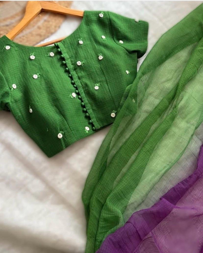Ombre Kota Cotton Saree: Pink Orange with Embroidered Blouse,mix and match saree,pink saree blouse set,summer saree , light saree,dual shade