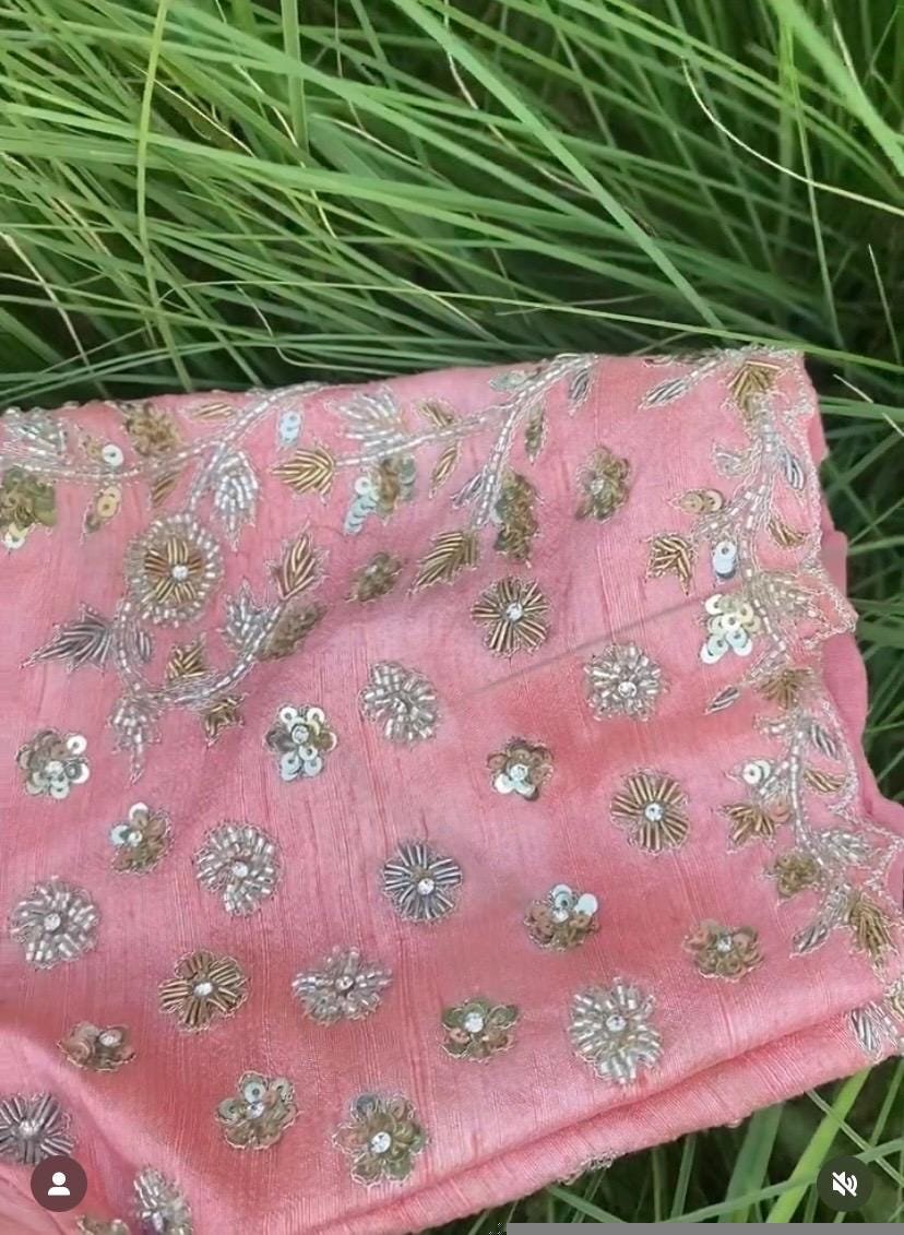 pure silk hand embroidery bridal blouse/maggam blouse/pink bridal work blouse/pink hand embroidered blouse/heavy embroidery wedding blouse