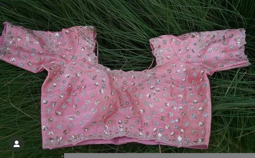 pure silk hand embroidery bridal blouse/maggam blouse/pink bridal work blouse/pink hand embroidered blouse/heavy embroidery wedding blouse