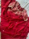 Red Silk Saree with Hand-Embroidered Zardosi Blouse