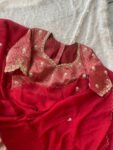 Red Silk Saree with Hand-Embroidered Zardosi Blouse