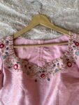 Hand Embroidered Silk Blouse: Peach Zardosi Saree Top