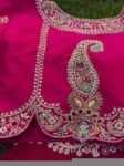 Hand Embroidered Silk Saree Blouse: Pink Zardosi Maggam Work