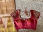 Hand Embroidered Zardosi Blouse: Red Raw Silk Maggam Blouse