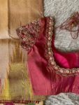 Hand Embroidered Zardosi Blouse: Red Raw Silk Maggam Blouse