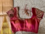 Hand Embroidered Zardosi Blouse: Red Raw Silk Maggam Blouse