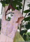 Peach Anarkali Kurta: Hand Embroidered Indian Dress with Dupatta