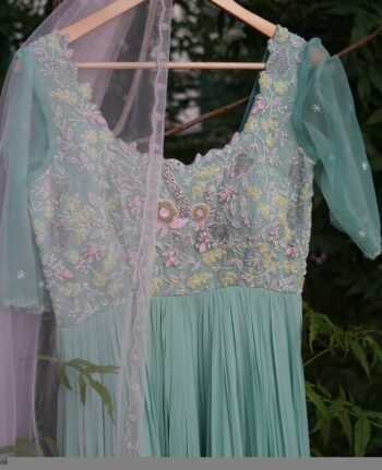 Blue Hand Embroidered Anarkali Suit with Dupatta