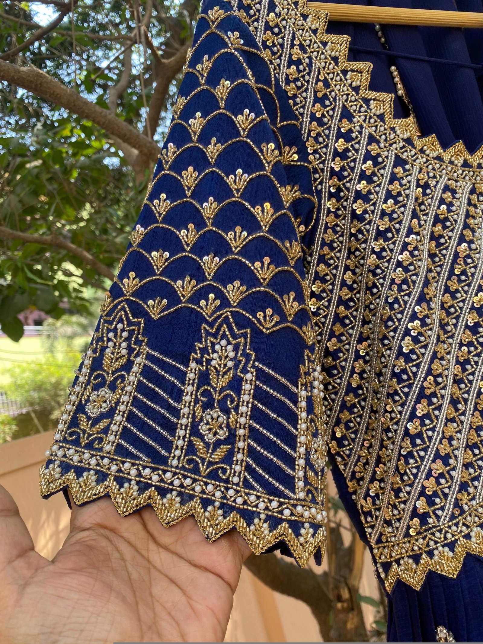 Blue Hand-Embroidered Anarkali Suit with Dupatta