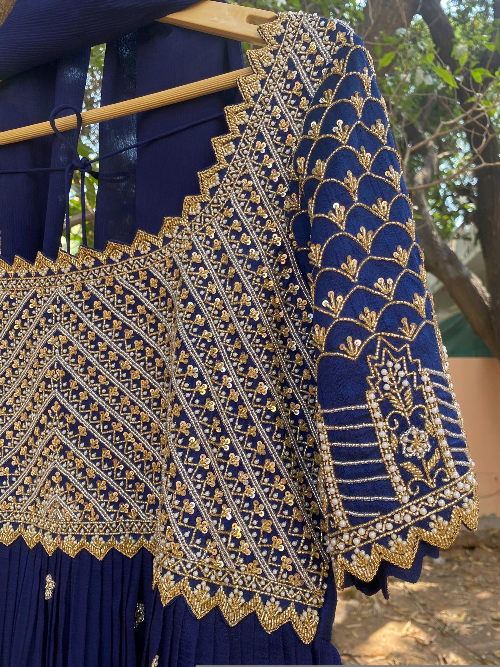 Blue Hand-Embroidered Anarkali Suit with Dupatta
