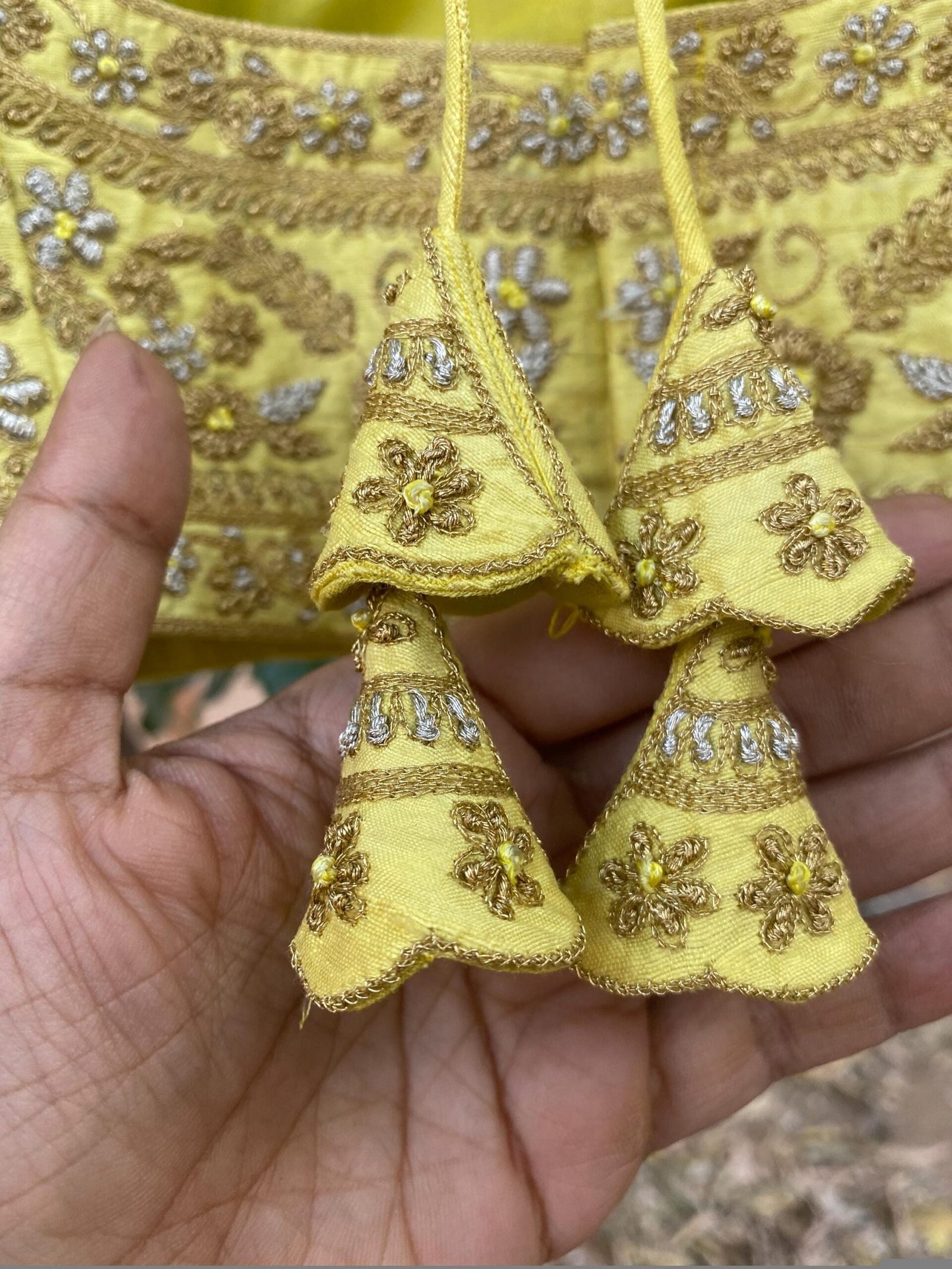 Handmade Pure Silk Bridal Blouse: Yellow Zardosi Embroidery, Maggam Work