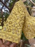 Handmade Pure Silk Bridal Blouse: Yellow Zardosi Embroidery, Maggam Work