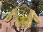 Handmade Pure Silk Bridal Blouse: Yellow Zardosi Embroidery, Maggam Work
