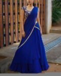 Women’s lehenga Set/blue crop top lehenga set/Indian dual tone crop top skirt USA/wedding half saree/royal blue lehenga skirt with dupatta