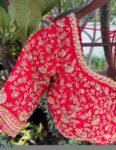 Red Zardosi Blouse: Hand Embroidered Silk Saree Blouse