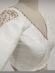 pure silk hand embroidery blouse/cream saree maggam blouse/raw silk zardosi blouse/hand embroidered blouse/cream ready made blouse zardosi