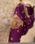pure silk hand embroidery blouse/purple maggam blouse/purple zardosi blouse/hand embroidered blouse/magenta pink ready made blouse zardosi