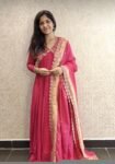 Pink Chinon Silk Anarkali Suit: Embroidered Indian Dress with Paithani Dupatta