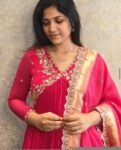 Pink Chinon Silk Anarkali Suit: Embroidered Indian Dress with Paithani Dupatta