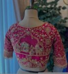 pure silk hand embroidery bridal blouse/maggam blouse/pink bridal work blouse/pink hand embroidered blouse/heavy embroidery wedding blouse
