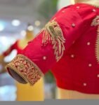 pure silk hand embroidery blouse/saree maggam blouse/red zardosi blouse/dark red hand embroidered blouse/red ready made blouse zardosi usa