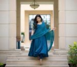 Hand embroidered Anarkali with dupatta/straight kurta suit set/blue kurta with dupatta USA/Indian dresses/blue kurta set with pant dupatta