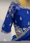 Royal Blue Lehenga Set: Embroidered Crop Top, Georgette Skirt & Dupatta