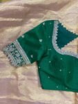pure silk hand embroidery blouse/saree maggam blouse/green zardosi blouse/hand embroidered moderblouse/green ready made blouse zardosi usa