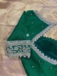 pure silk hand embroidery blouse/saree maggam blouse/green zardosi blouse/hand embroidered moderblouse/green ready made blouse zardosi usa