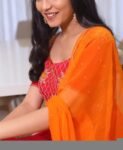 Hand Embroidered Red Silk Anarkali Dress with Orange Dupatta,red Anarkali kurta dupatta,orange Anarkali kurta,Indian kurta set,orange red