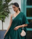 Green Ruffle Saree: Hand-Embroidered Sleeveless Blouse, Modern Lehenga Sari