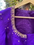 Purple Silk Saree Blouse: Hand Embroidered Zardosi Maggam