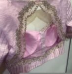 Hand Embroidered Silk Blouse: Pink Zardosi Maggam Work