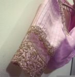 Hand Embroidered Silk Blouse: Pink Zardosi Maggam Work