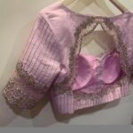 Hand Embroidered Silk Blouse: Pink Zardosi Maggam Work