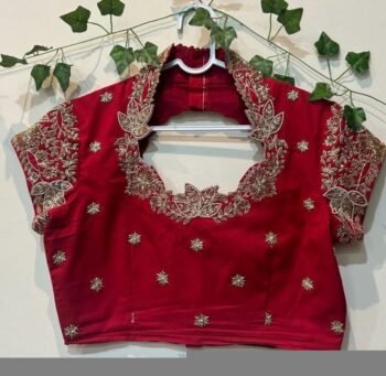 pure silk hand embroidery blouse/saree maggam blouse/red zardosi blouse/dark red hand embroidered blouse/red ready made blouse zardosi
