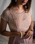 Hand Embroidered Anarkali Suit: Pink Indian Dress with Dupatta