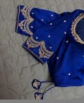 Blue Raw Silk Blouse: Hand Embroidered Zardosi Maggam Work