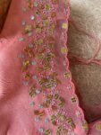 Hand Embroidered Silk Blouse: Light Pink Modern Maggam, Sleeveless