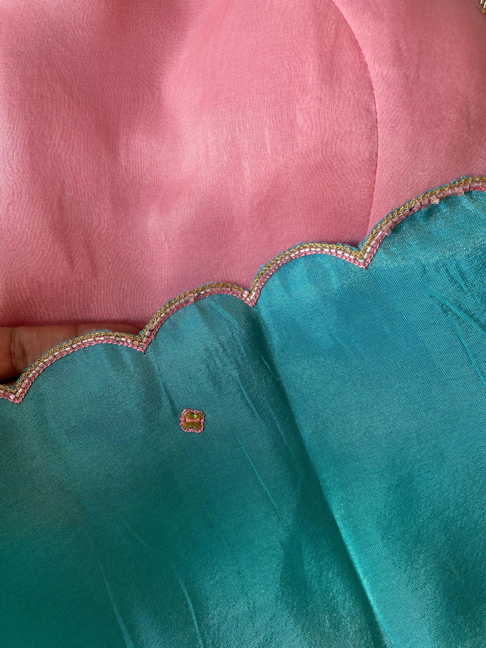 Blue tissue silk saree with hand embroidered blouse/blue saree with pink hand work blouse|sarees USA/blue pure silk scall saree with blouse
