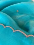 Blue tissue silk saree with hand embroidered blouse/blue saree with pink hand work blouse|sarees USA/blue pure silk scall saree with blouse