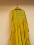 Yellow Anarkali Suit: Hand Embroidered Zardosi Indian Dress