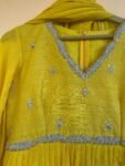 Yellow Anarkali Suit: Hand Embroidered Zardosi Indian Dress