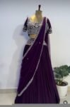 Women’s lehenga Set/purplehalf saree lehenga/Indian crop top skirt USA/hand embroidered lehenga choli USA /purple lehenga skirt with dupatta