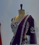 Women’s lehenga Set/purplehalf saree lehenga/Indian crop top skirt USA/hand embroidered lehenga choli USA /purple lehenga skirt with dupatta
