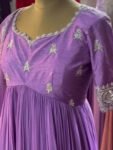 Hand Embroidered Lavender Anarkali Dress: Pure Silk Indian Gown,lavender Anarkali,plus size dress,dress with dupatta,